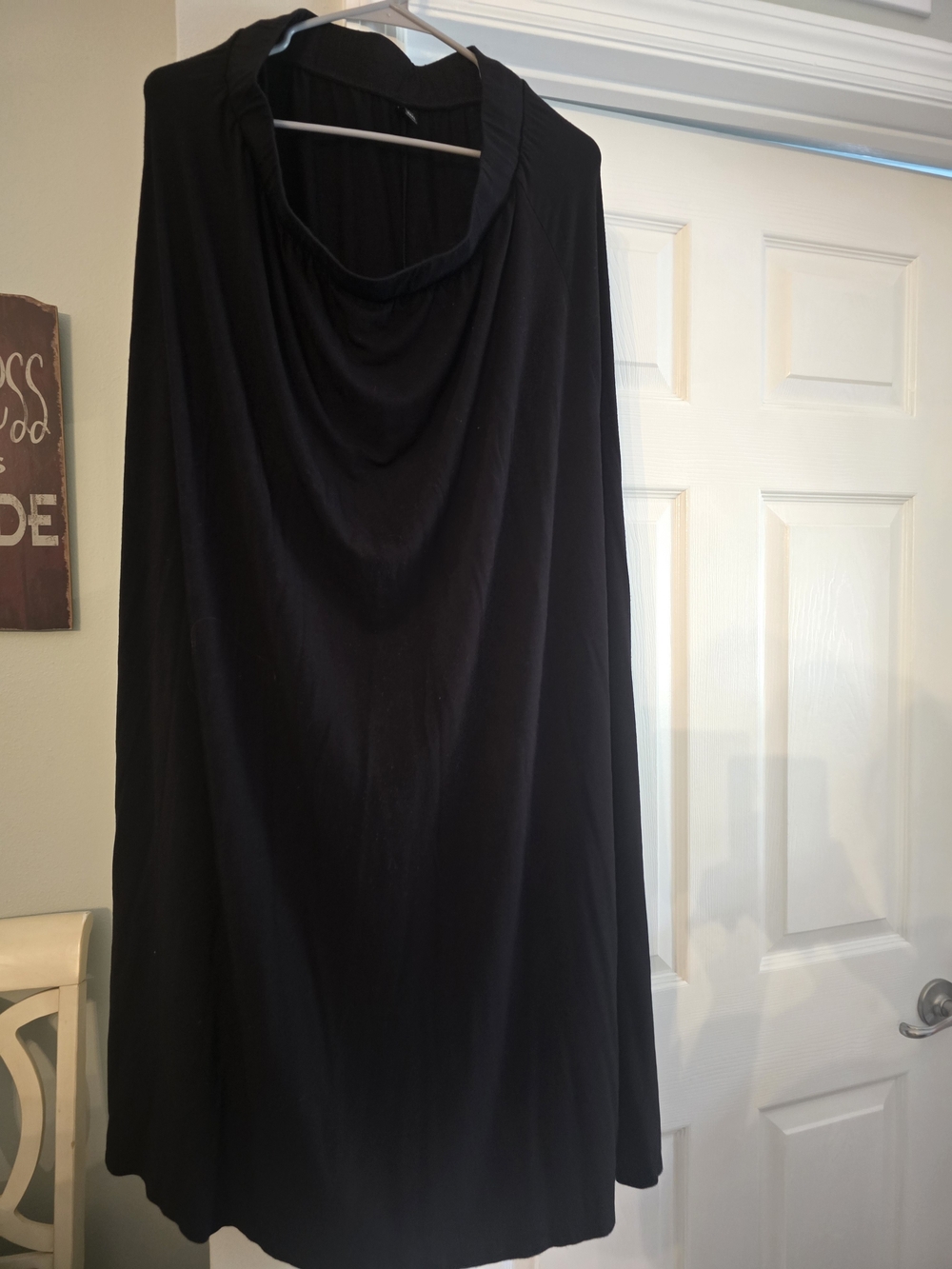 Black Women's Maxi Skirt - Classic Draped Style
